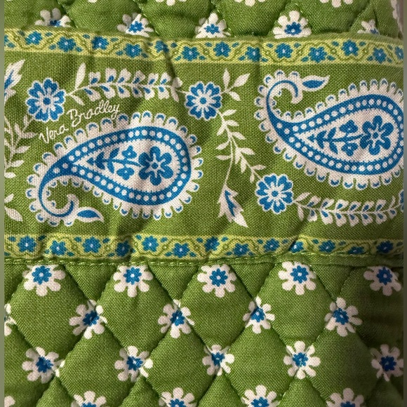 Vera Bradley Apple Green Quilted Paisley Floral Drawstring Backpack Retired VTG - Picture 3 of 7